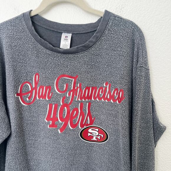 [NFL] San Francisco 49ers Gray Crew Neck Sweatshirt Intentional Pilling Sz Large - Picture 7 of 8